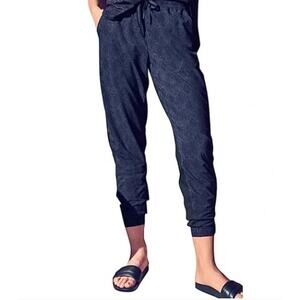 Athleta Brooklyn Snakeskin Print Blue Joggers size 8